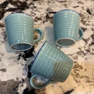 Sango Avalon Aqua Coffee Mugs, Set of 3